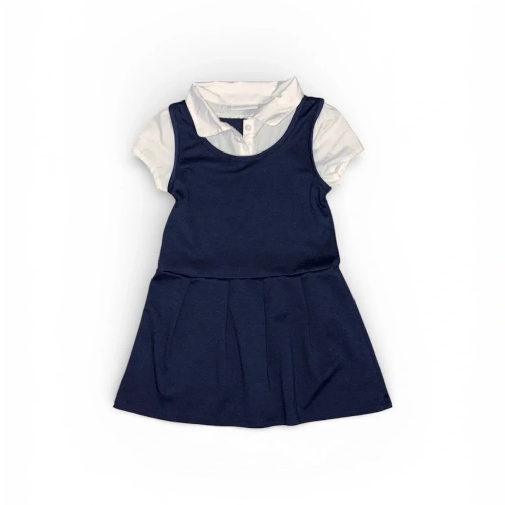 260. The Children's Place Navy and White Casual Dress Girls Size 4